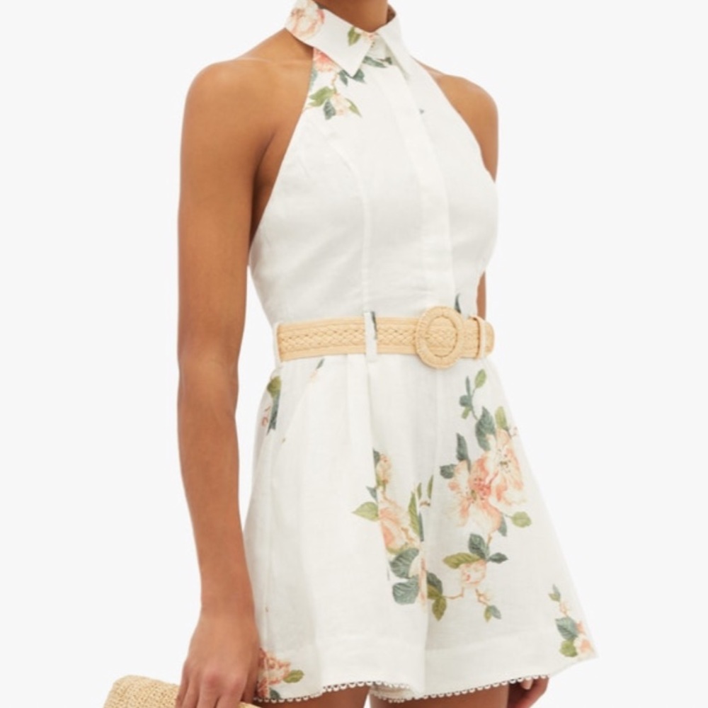 Zimmermann Halterneck Linen Playsuit, size Z1 NWT